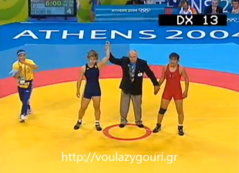 Athens 2004 Olympics Wrestling - Women 72kg Elimination - Pool B - OCHIRBAT Burmaa - VRYONI Maria Louiza  - August 22, 2004